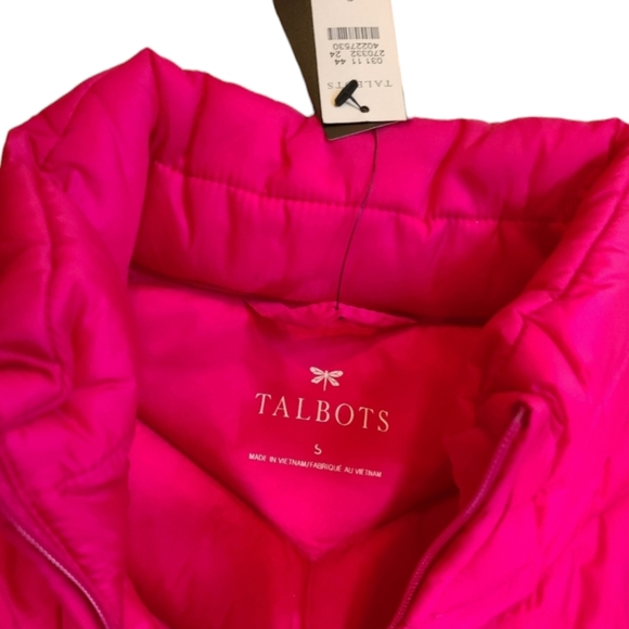 NWT Talbots Women's High Neck Hot Pink Lightweight Quilted Puffer Jacket, Size S - Picture 5 of 14